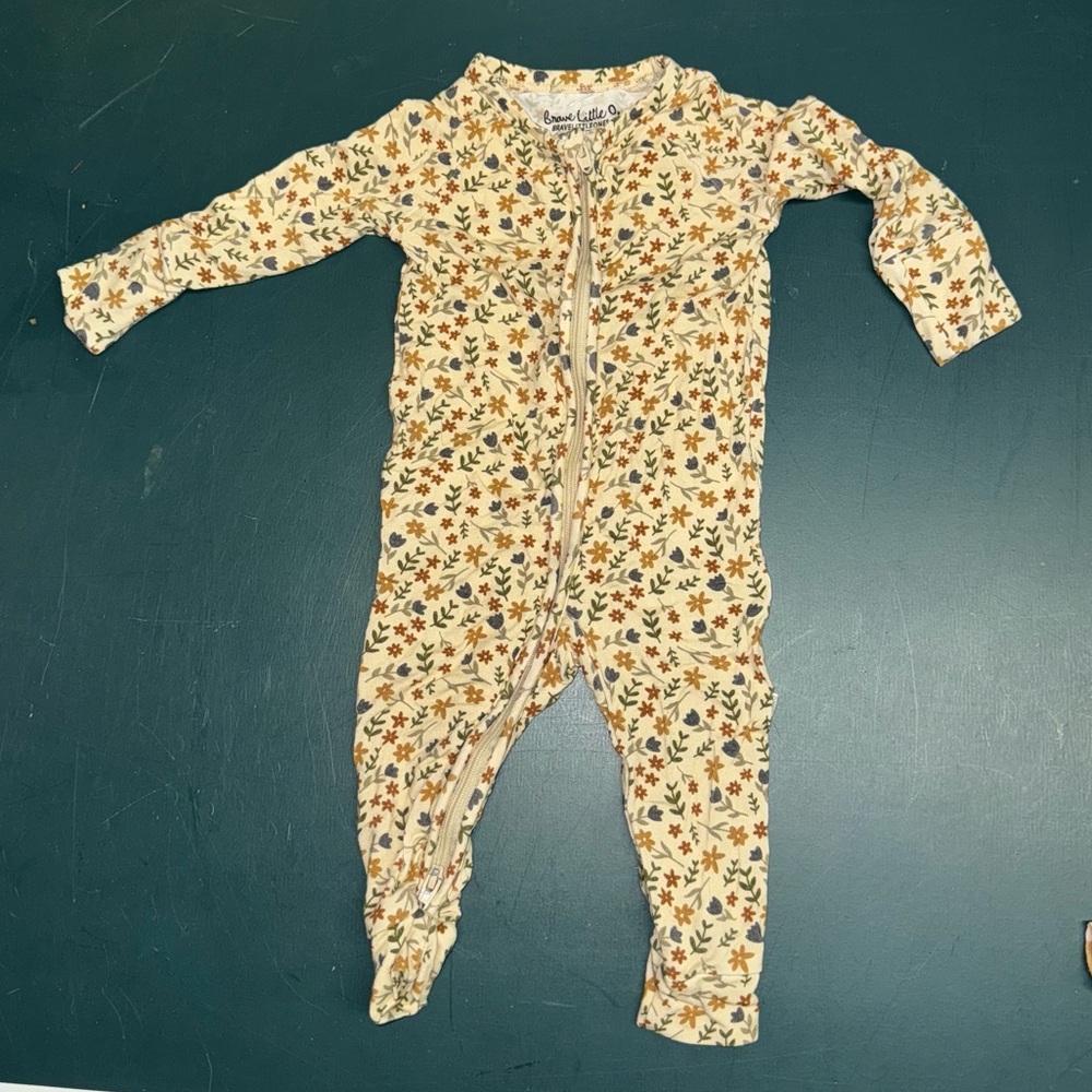 Brave Little Ones cream floral zip romper